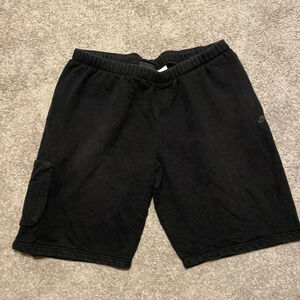 EUC Nike Sportswear Black Cotton Terry Drawstring Pull On Shorts See Measurement